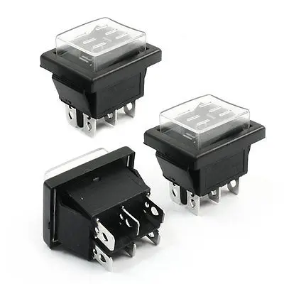 

3 Pcs On/Off/On DPDT Waterproof Snap in Rocker Switch 16A 250VAC 20A 125VAC