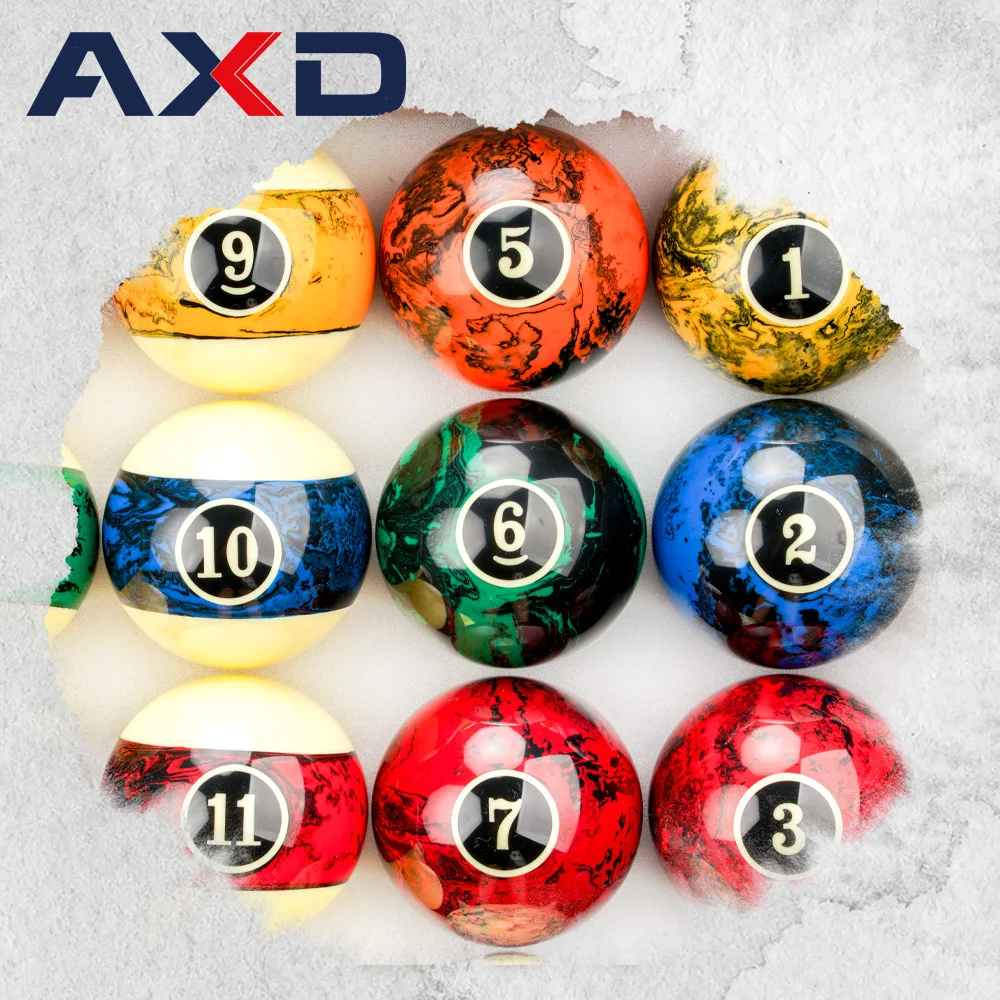 AXD Design-Pool Ball Set with Gifts, Resin Balls, Professional Nine Ball, Marble Pattern, 57.2mm, 16Pcs