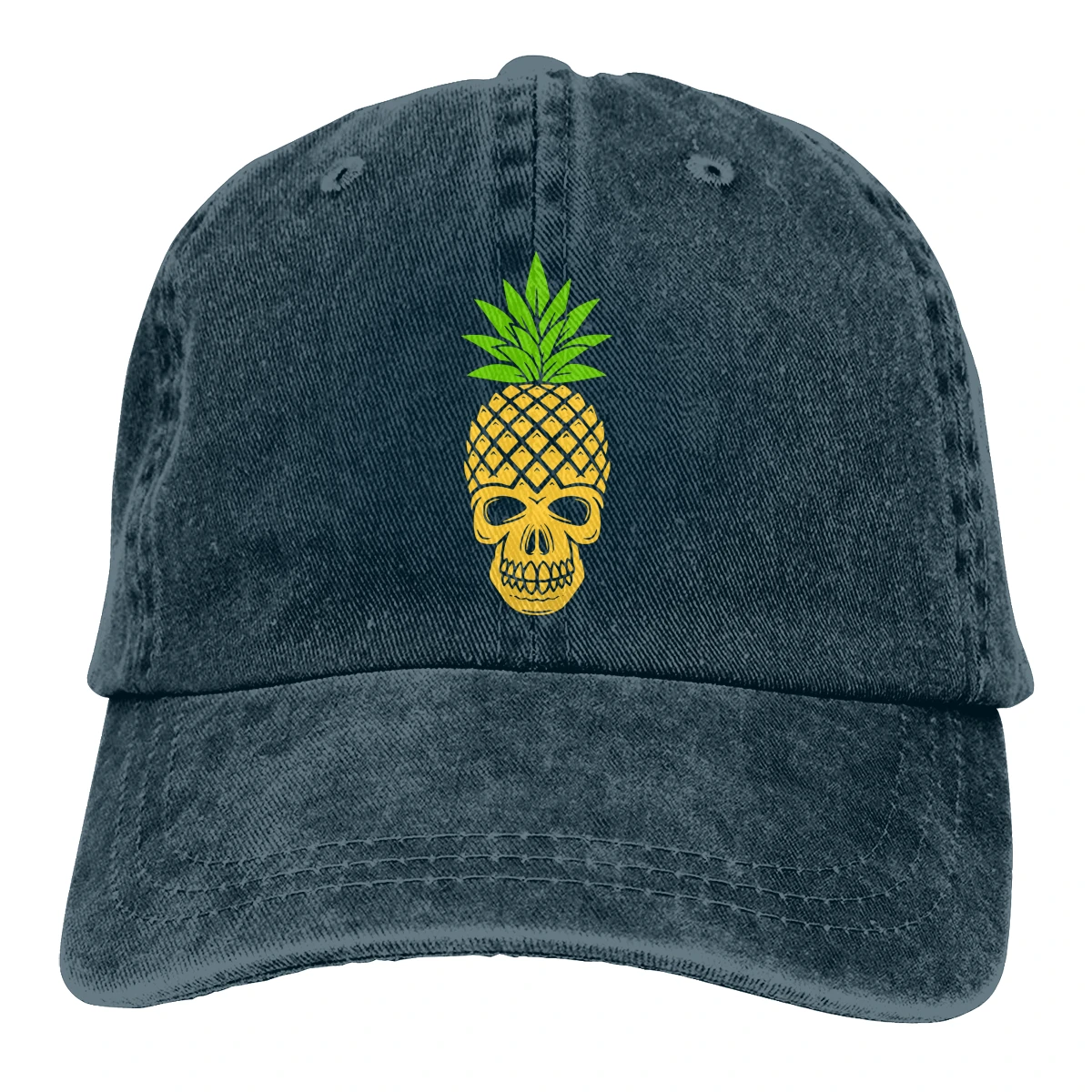 Ананас Череп Casquette черный унисекс Мужские Женские джинсовые бейсболка с ремешком кепки Регулируемый Гольф папа шляпа
