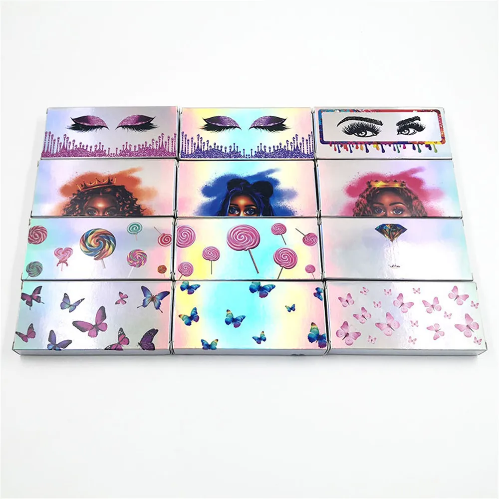 

50PCS Eyelash Box Laser Bronzing Eyelash Packaging Box Bulk False Eyelash Box Wholesale Eyelashes Box Package Customized Lashes