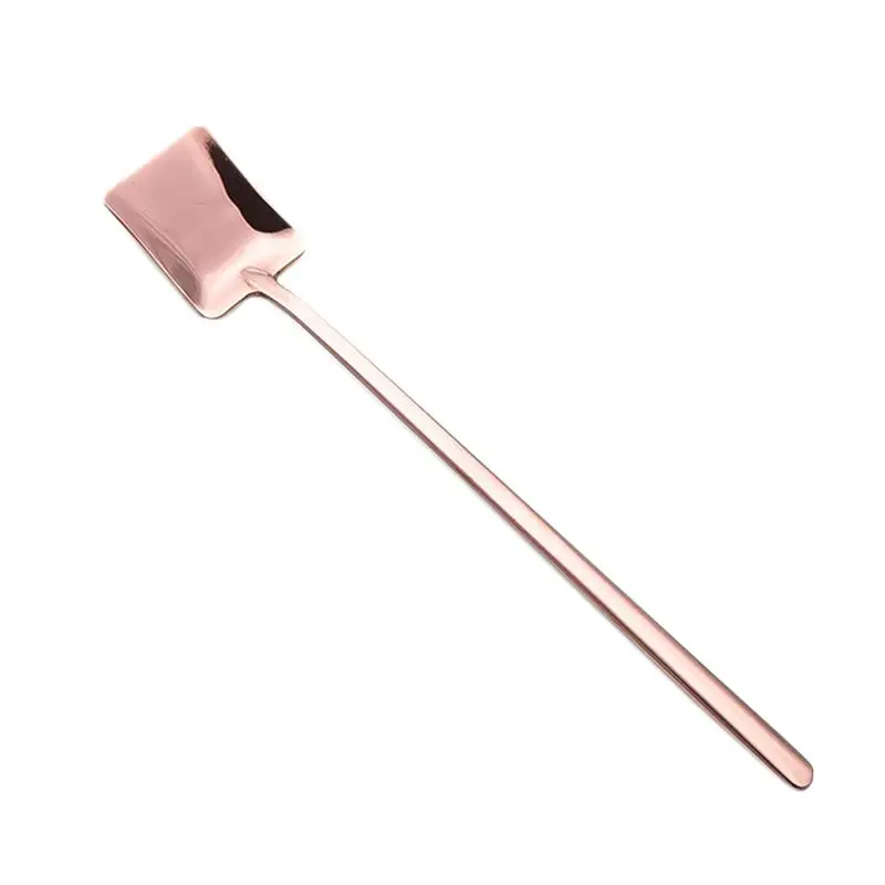 Rose Golden 304 нержавеющая сталь квадратная ложка для размешивания кофе Десерт Совок Мини-Лопатка столовые приборы для Еды Кухня - Цвет: Rose Golden