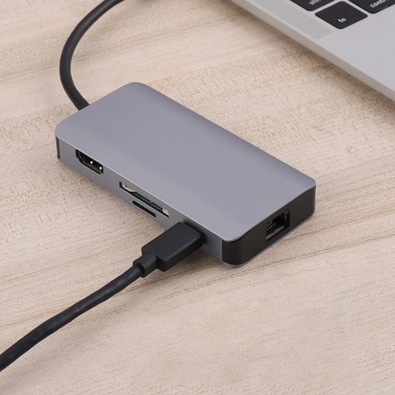 7 в 1Hub Тип C док-станция к HDMI гигабитная сеть USB3.0+ SD/TF PD кардридер концентратор