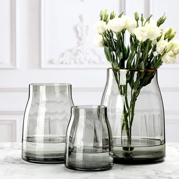 

Nordic Mustard Green Plating Glass Vase Transparent Water Culture Flower Arrangement Decoration Living Room Home Decoration