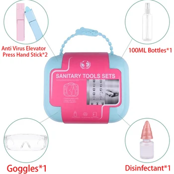 

1Set Elevator Press Hand Stick Goggles Anti Virus Preventing Contact Tool Set Protective Equipment