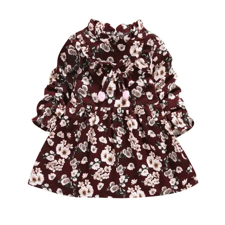Г. Осеннее платье для девочек детское платье с длинными рукавами платье с цветочным рисунком для малышей Детская одежда
