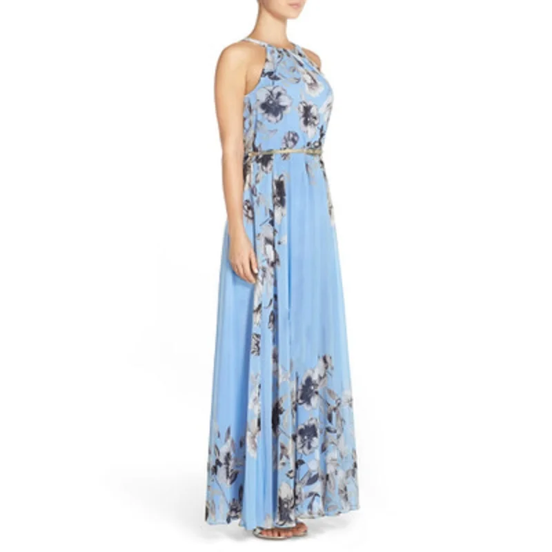 Fudule Womens Summer Dresses Sleeveless Floral Print Maxi Tank Long Dress for Women Casual Beach Sundress with Pockets