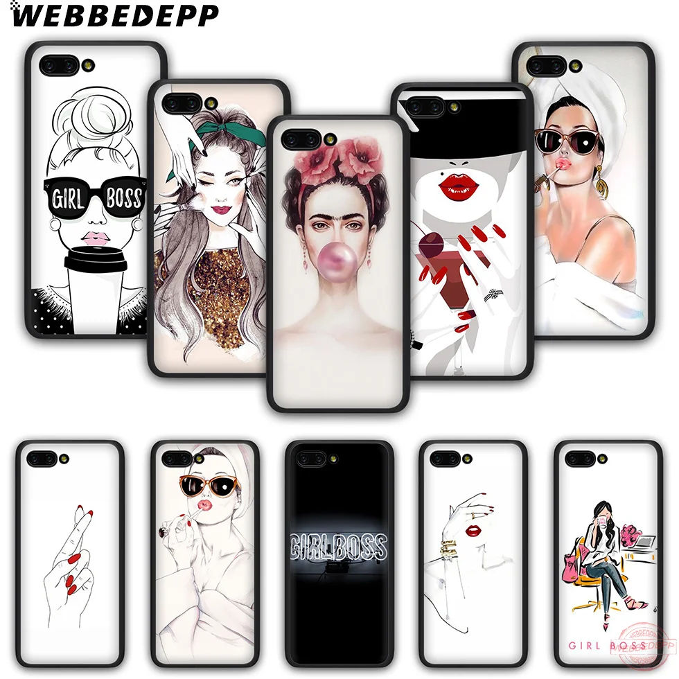 WEBBEDEPP Girl Boss Fashion soft silicone phone case for Honor 6A 7X 8X 8C 8A 9 9X 10lite Note10 20S 20 Pro |