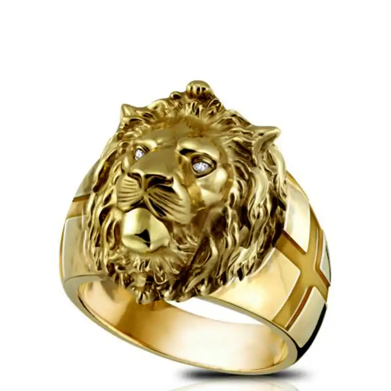 Pofunuo Anillo De Cabeza De Leon Dorado Anillo De Acero Inoxidable Para Nino Con Estilo Anillo De Leon Para Fiesta Anillo Dominante Para Hombre Anillo De Cabeza De Leon Dorado Aliexpress