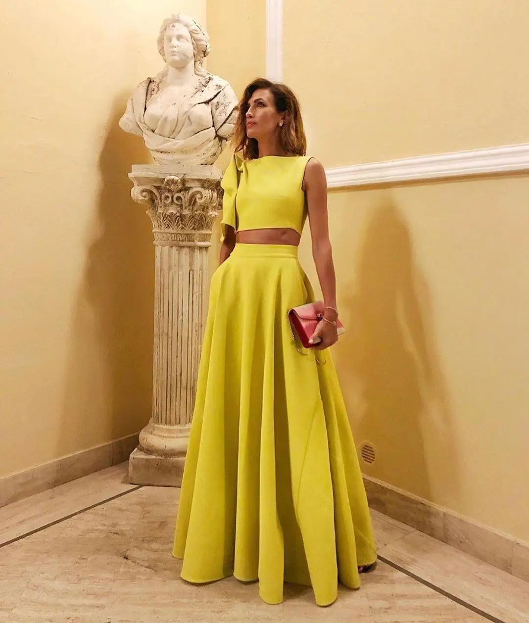 Casual Women Crop Top And Skirt Elegant Women Long Maxi Skirt Top