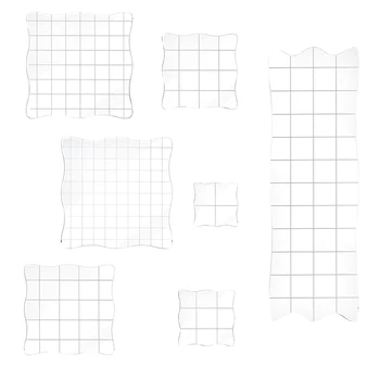 

14 Pieces Stamp Blocks Acrylic Clear Stamping Blocks with Grid Lines Decorative Stamp Blocks for Scrapbooking
