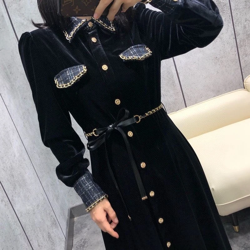 green emerald velvet dress Black Button Down Velvet Dress