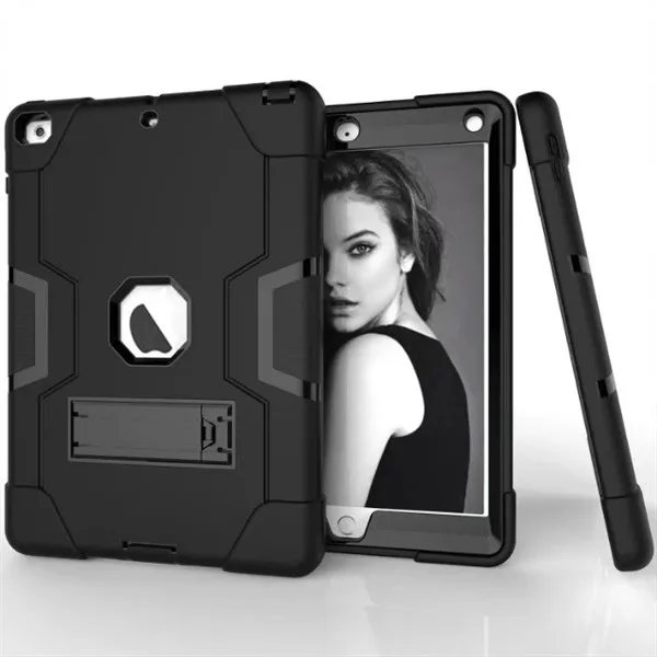 BK.BK Для нового IPad 10,2 силиконовый безопасный защитный чехол для детей сверхмощный резиновый жесткий футляр подставка чехол для IPad 7th A2198 10,2 ''дюймовый планшет - Цвет: BK.BK