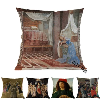 

Annunciation Florence, Uffizi Christian Jesus Painting art Cotton and linen 45*45cm square pillow Cushion cover Home sofa Decor