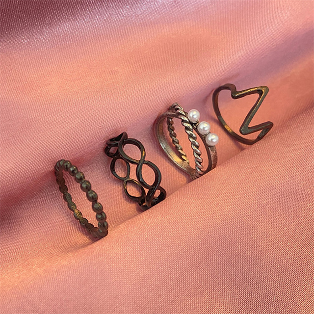 Personalized Finger Heart Ring Set for Women Gold Color 3PCS 2021 New Trendy Gift for Women Fashionable