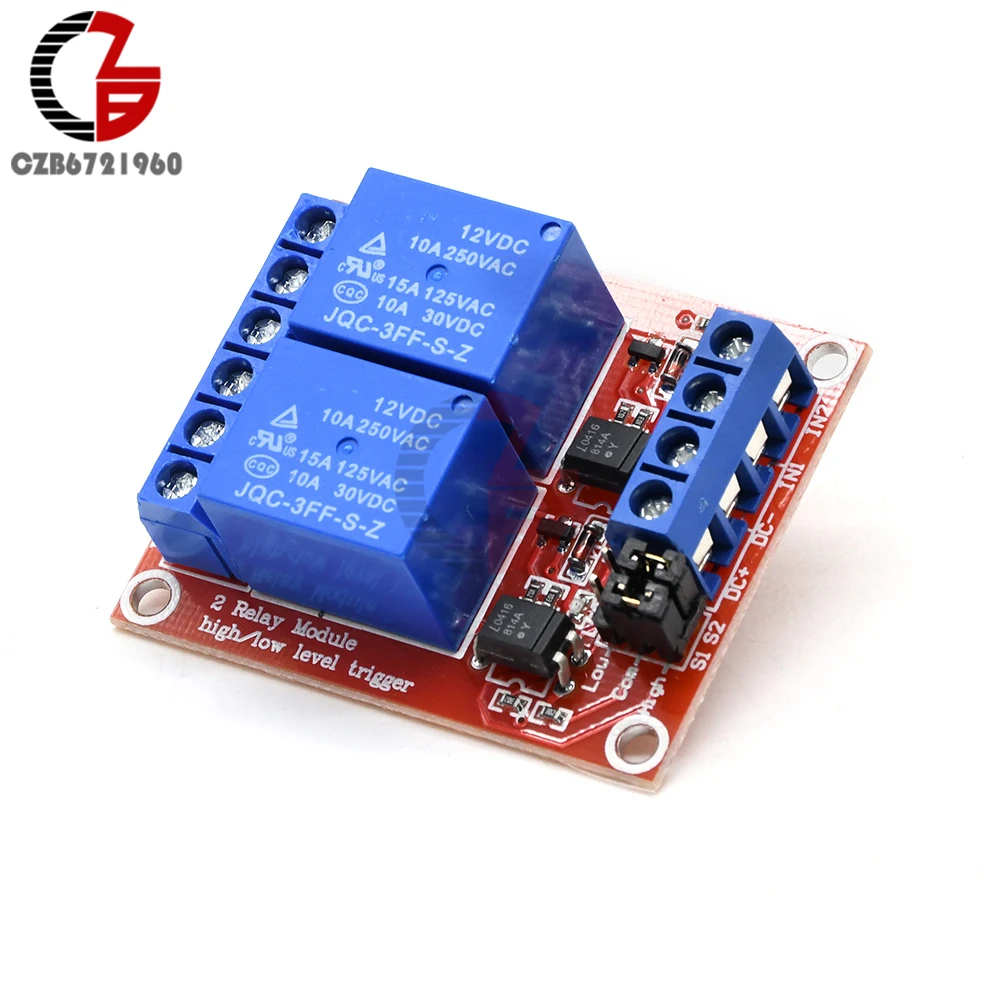 2 Channel 12v Relay Module Optocoupler High And Low Level Trigger For