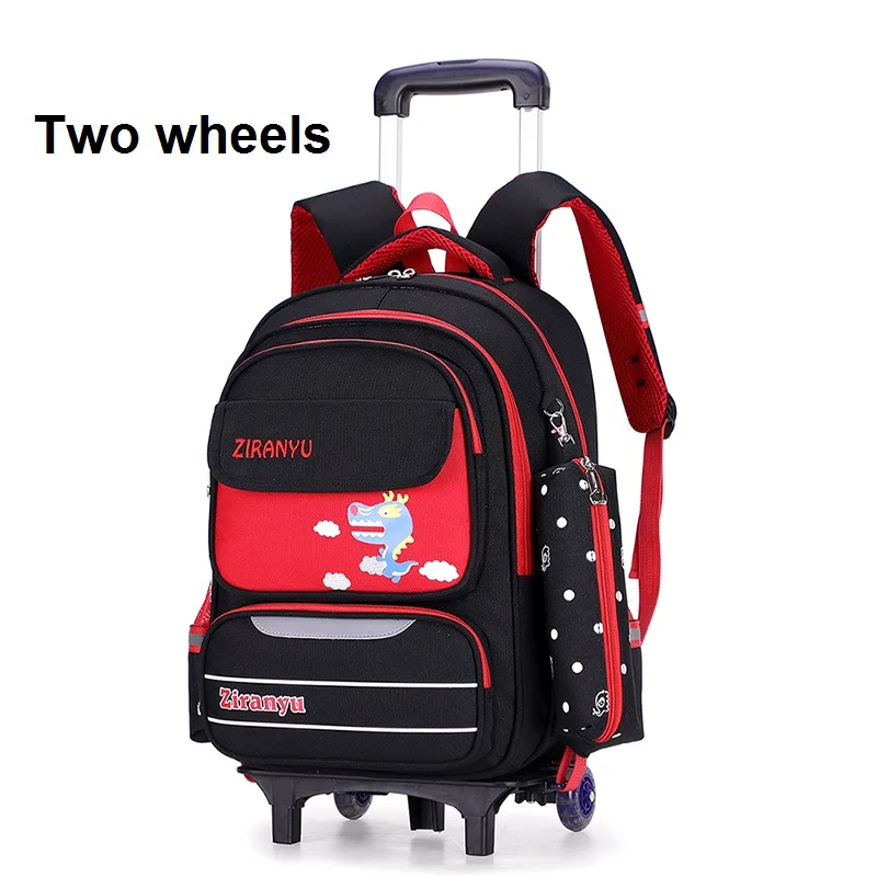 2 wheels black Школьные сумки на колесиках для девочек, студенческий школьный рюкзак для мальчиков, водонепроницаемый рюкзак Mochila Escolar, легкий рюкзак на колесиках Zaino - Цвет: 2 wheels black