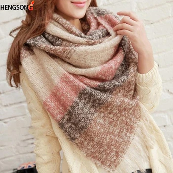 

2020 Winter Long Scarf For Women And Man Shawl Mohair Plaid Scarves Blanket Women Wraps Tassel Warm Scarf