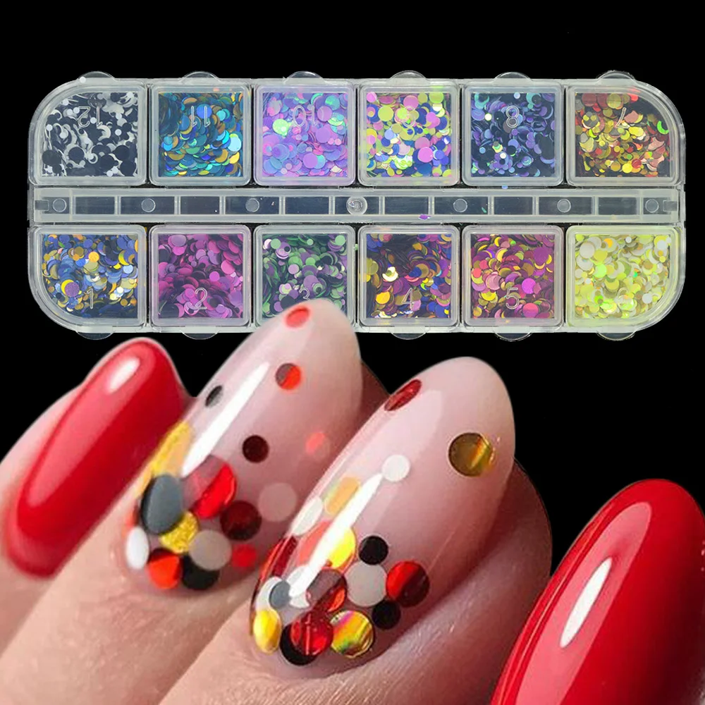 1 Set Mixed Color 3D Ultrathin Sequins Nail Glitter Flakes 1/2/3mm Sparkly DIY Tips Dazzling Paillette Nail Art Decorations TRP
