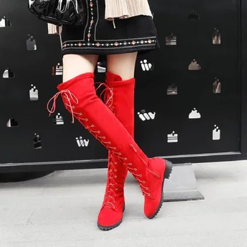 

Motorcycle Martin boots women's autumn and winter 2019 new knee-length long side zipper lace-up high boots