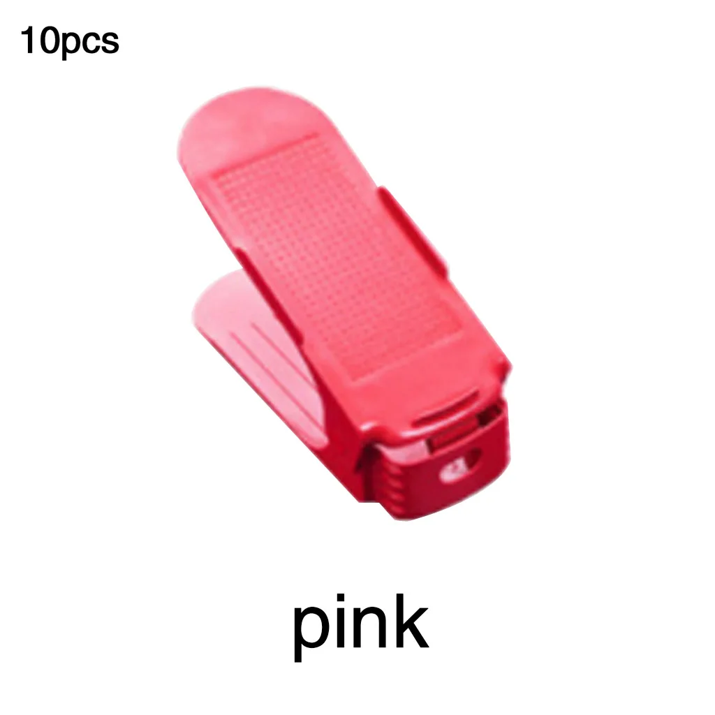 10 шт. обувной стеллаж для хранения шкафчик шкаф стенд обувной ящик Прочный регулируемый органайзер для обуви обувь поддержка слот Экономия пространства - Цвет: 10pcs pink
