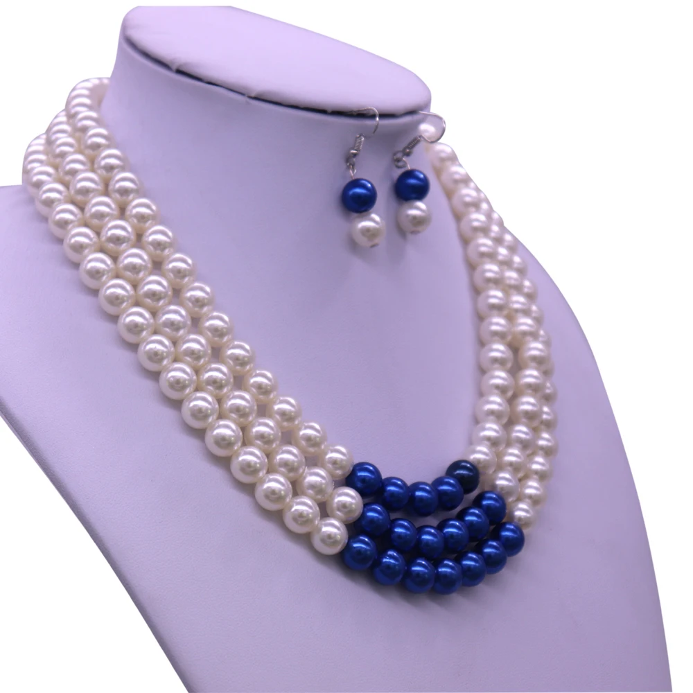 Пользовательские модные многострочные линии белый синий жемчуг ZPB ожерелья греческий zeta Phi Beta символ Divine Nine sorbity Sisterhood ювелирные изделия