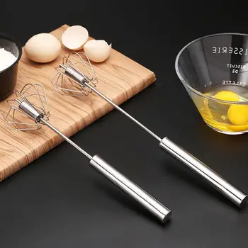 

New arrival Semi-automatic Mixer Egg Beater Manual Self Turning Stainless Steel Whisk Hand Blender for Kitchen Accessories