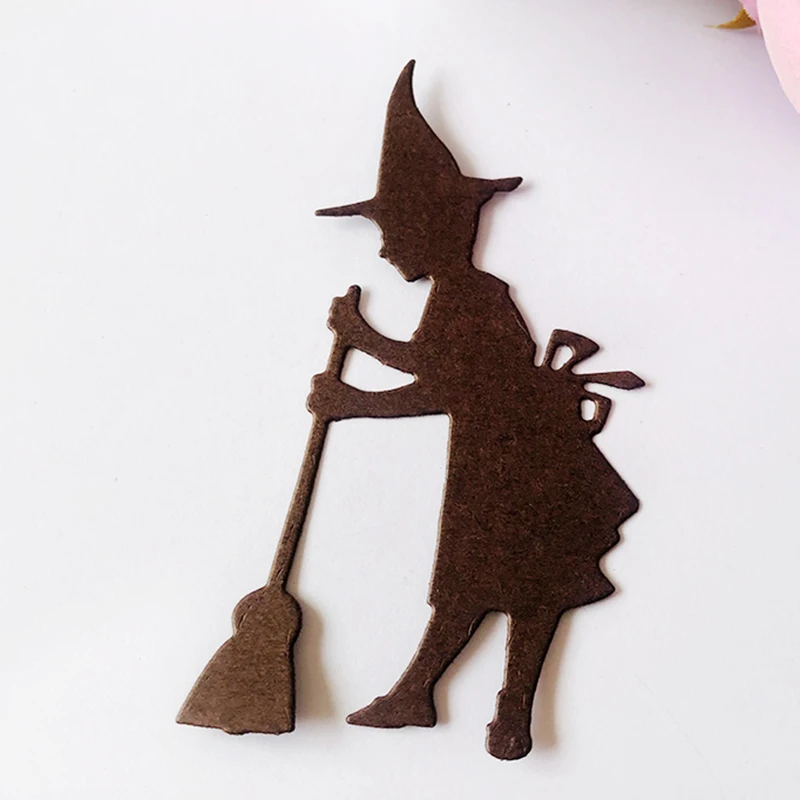 

Halloween Craft metal cutting dies cut die mold witch with broom Scrapbook paper craft knife mould blade punch stencils dies