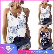 Сексуальные топы для женщин с v-образным вырезом камзол Цветочный Принт Свободные платья Casual Tanks Топы и блузка S-XXL Zomer нитка жилет Zomer режим; одежда для детей;#20