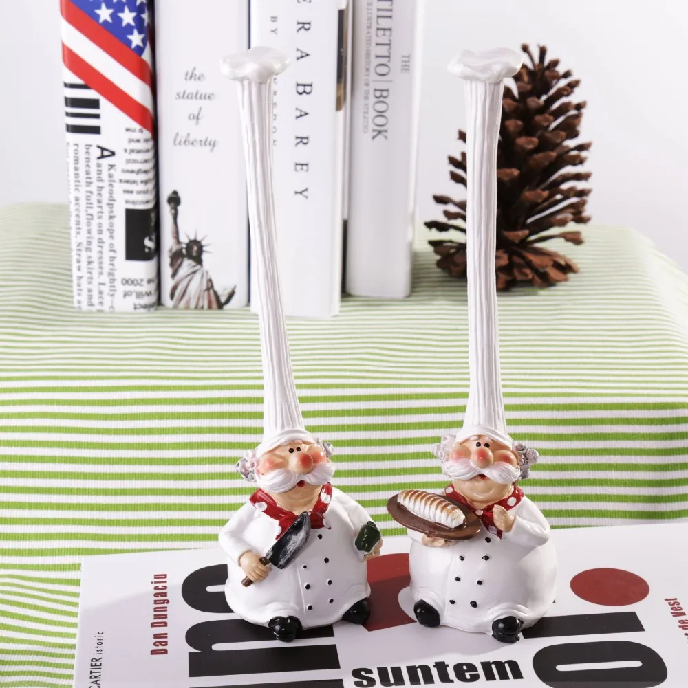 VILEAD 20cm 28cm Resin High Hat Chef Figurines American Rustic Creative Kitchen Restaurant Home Decoration Ornaments Crafts Gift