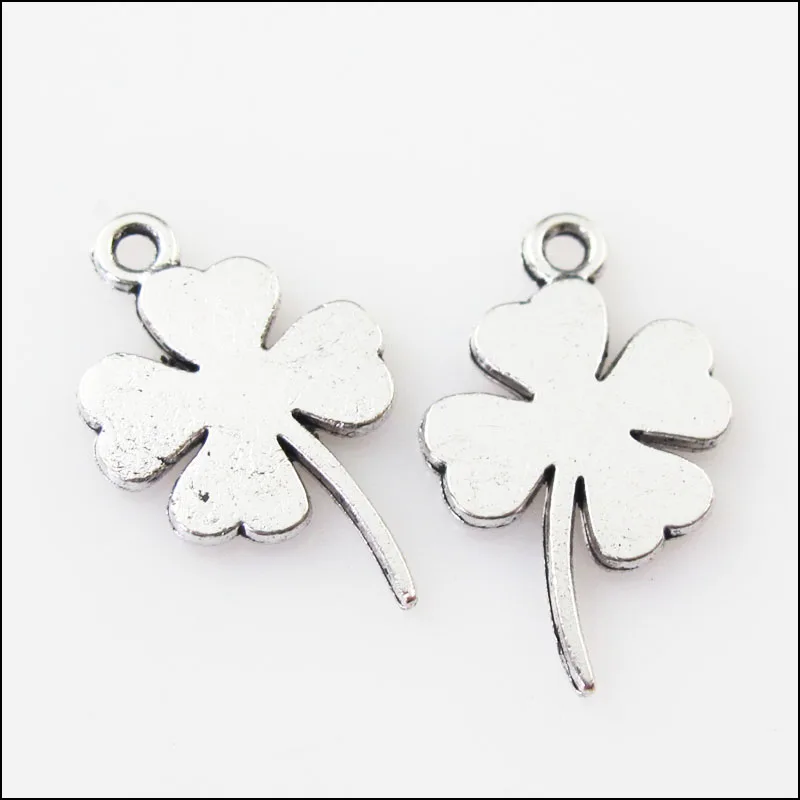 

30 New Smooth Clover Heart Tibetan Silver Tone Charms Pendants 12.5x20.5mm