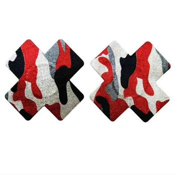 

50pairs/lot women's Nipple Covers Disposable Breast Petals Camouflage cross Stick on Bra Pad Pastie Nipple Covers