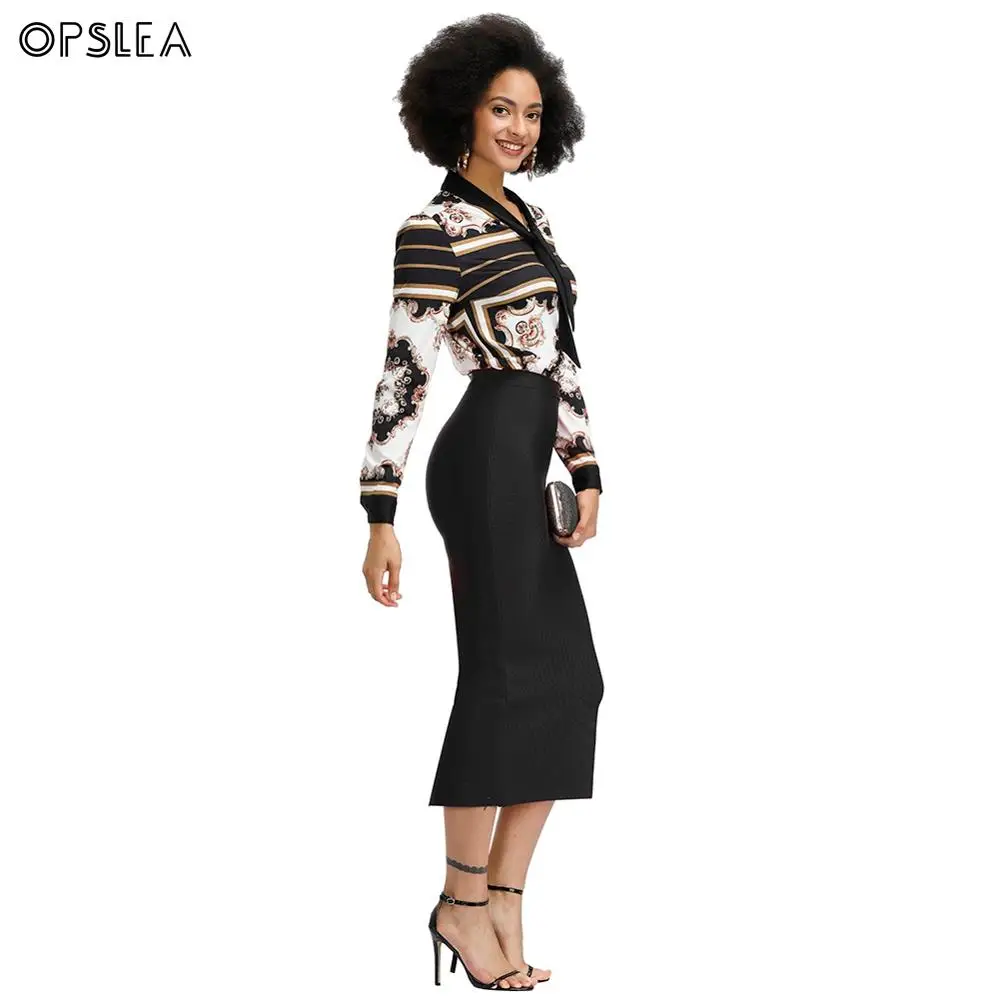 Opslea Африканский женский тотем цветочный принт топ и юбка-карандаш Дашики модные Лоскутные костюмы африканские повседневные облегающие боди