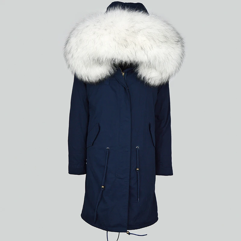 Classic Universal Winter Parka Men Long Blue Fur Jacket With Nice Real Fox Fur Liner