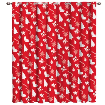 

Red Merry Christmas Stockings Window Treatments Curtains Valance Room Curtains Large Window Curtain Rod Bathroom Outdoor Bedroom