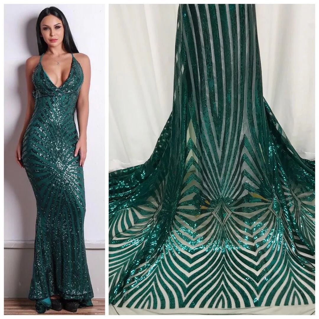 

High Quality African Nigerian Tulle Lace Fabric Sequined Lace Fabric Nigeria Embroidered Dress J4298