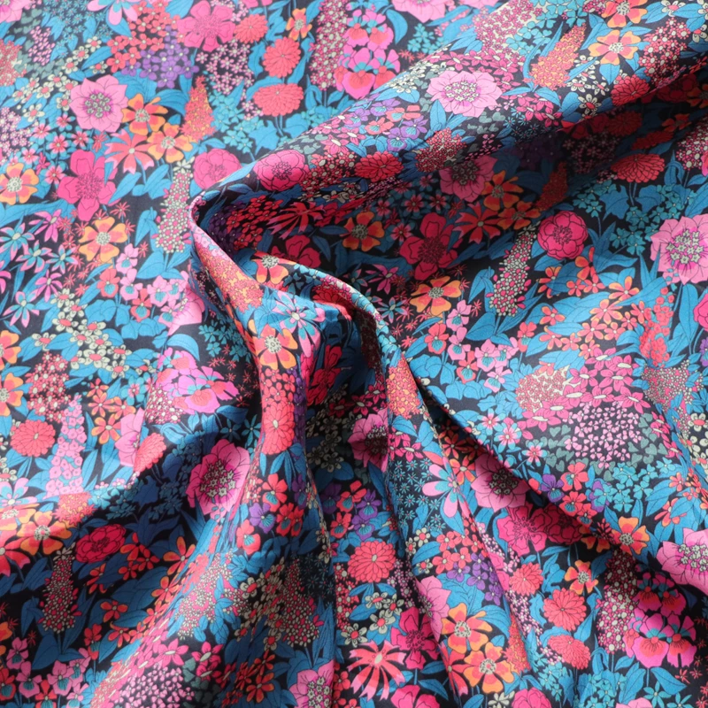 CIARA-tela de popelina con estampado Digital para costura, Material de popelina para costura, vestidos y faldas, rosa roja, estilo años 80