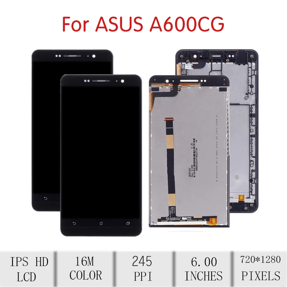 Для ASUS Zenfone 6 A600CG lcd кодирующий преобразователь сенсорного экрана в сборе для Asus a600cg дисплей с рамкой Замена A601CG T00G