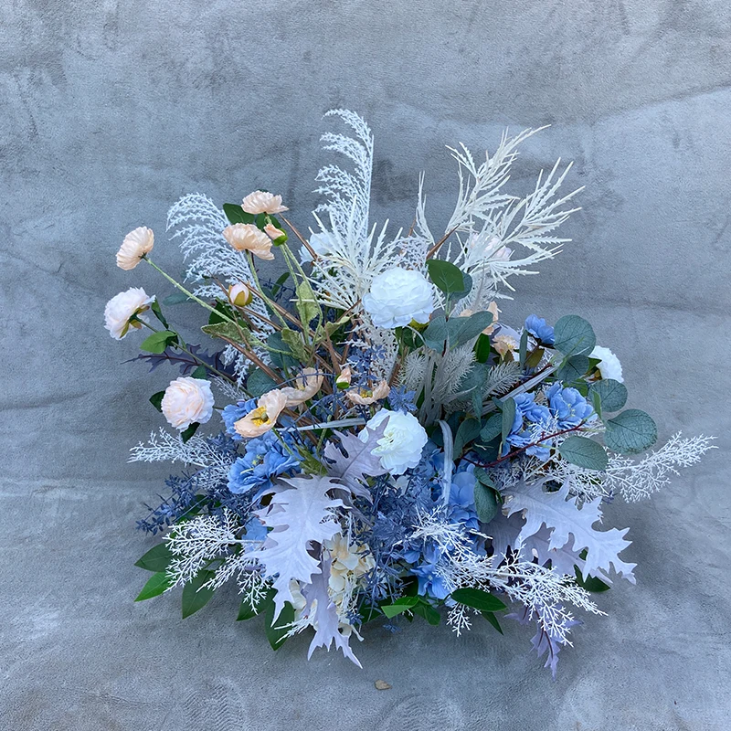 JAROWN Royal Blue Dark Blue Flowers Plant Leaf Material Artificial Flower Row DIY Props Rose Peony Wedding Decoration Party Decoration (8)