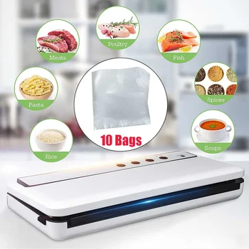 

Kitchen Vacuum Packing Machine with 10pcs Bags Vacuum Sealer For Food Storage New Food Packer Vacuum Bags for Vacuum Packaging