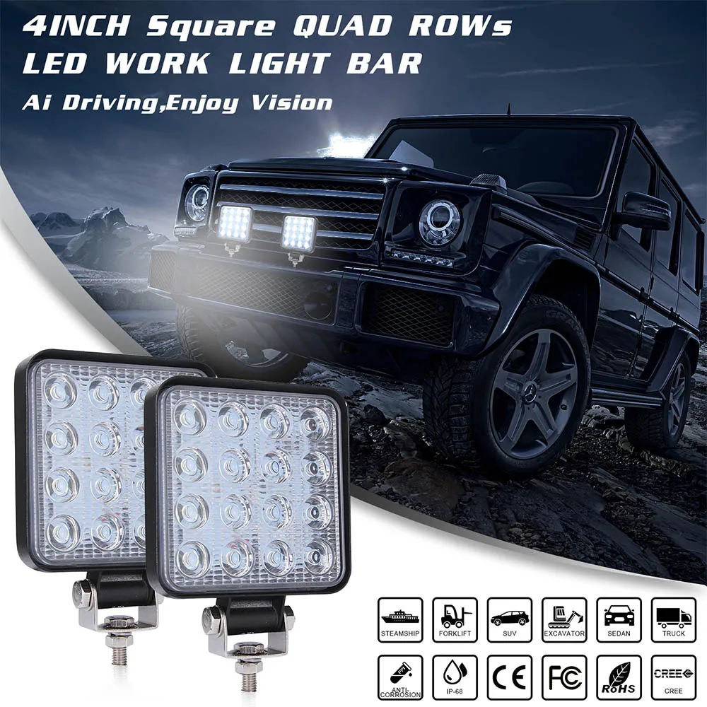 Автомобильное рабочее светодиодное освещение 27 Вт 42 Вт 48 Вт 12 В 24 в светодиодный внедорожный/Внедорожный точечный прожектор светильник для Jeep ATV UAZ SUV 4WD 4x4 седельный тягач светильник