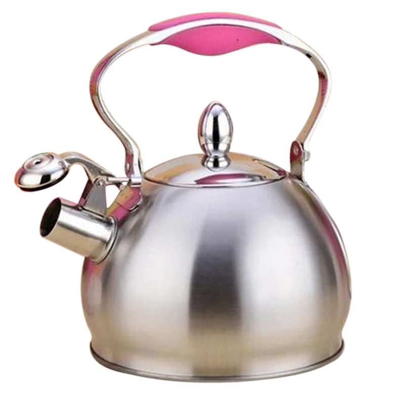 

2.5L Stainless Steel Whistling Tea Kettle Coffee Tea Pot Stovetop Kettle Infuser Teapots Strainer Included(Single Handle)Pink +