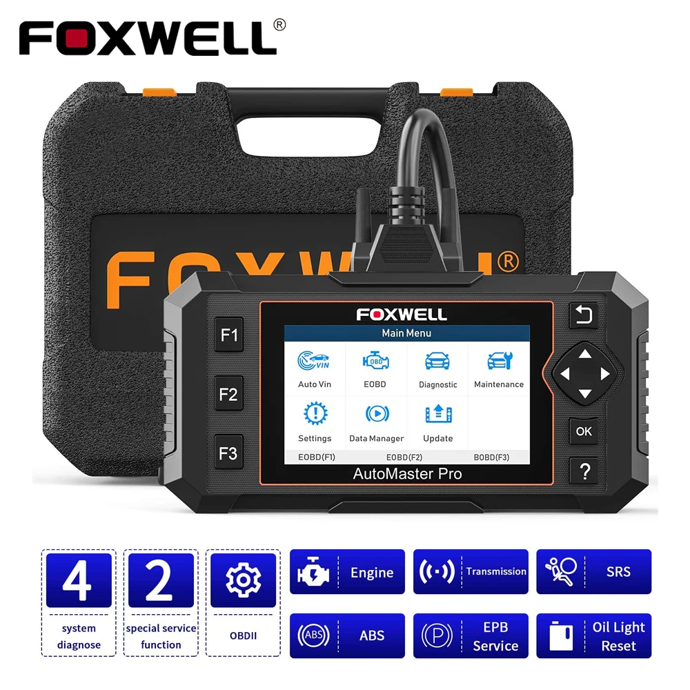 Turn Off Check Engine Light Car Diagnostic Tool NT614 Engine Transmission ABS SRS Scan Tool with Oil Change Reset and EPB FOXWELL 4 System Code Reader Air Bag & SRS OBD2 Scanner for Cars 
