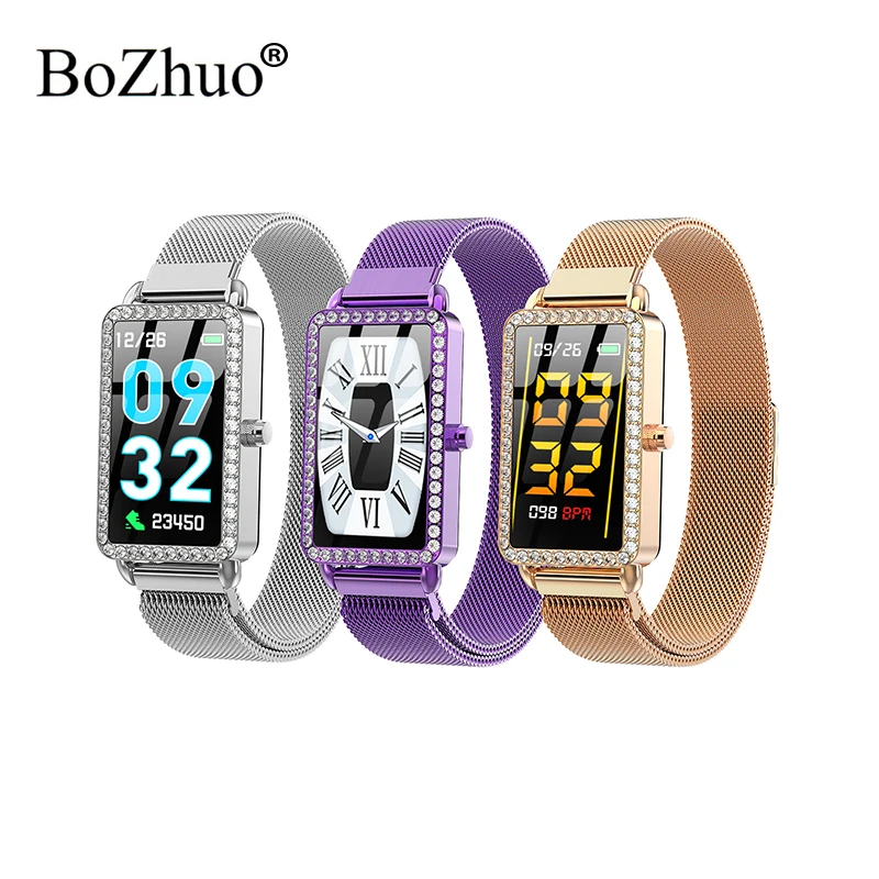 

Ladies Smart Watch Women Smart Bracelet Heart Rate Monitor Fitness Watch Steel Wristband Tracker Bracelet for iPhone Phone