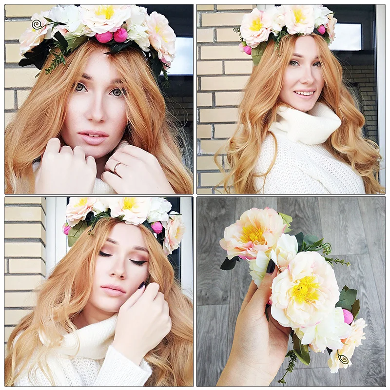 Haimeikang Headbands Simulation Flower Wreath Wedding Garland Headpiece Crown Kids Girl Women Floral Headdress Hair Accessories