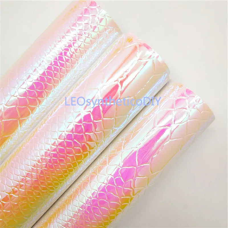 

1PC 21X29CM Iridescent Snake Pink Faux Leather Fabric, Synthetic Leather Fabric Sheets For Making Bows LEOsyntheticoDIY S131A