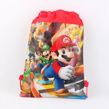 

1pcs Super Mario Theme Non-woven Bag Fabric Backpack Child Travel School Bag Decoration Mochila Drawstring Gift Bag