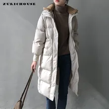 ZURICHOUSE Casual Knitted Hood Long Parka Women Loose Thick Cotton Padded Coat Female High Quality Super Warm Winter Jacket