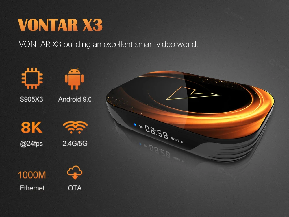 VONTAR X3 8K Amlogic S905X3 4 Гб ОЗУ 64 Гб ТВ приставка Android 9,0 приставка 1000 м двойной Wifi 4 к Youtube Netflix Смарт ТВ приставка 4G 32G