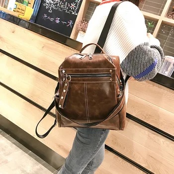 

New Vintage Women Backpack High Quality Soft Leather Backpacks for Teenage Girls Fashion Leisure Shoulder Bag Backpacks