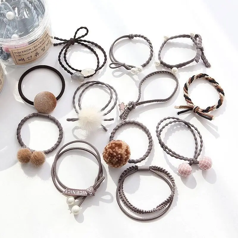 12Pcs/Set Elastic Rope Ring Hairband Girls Women Hair Band Tie Ponytail Holder 